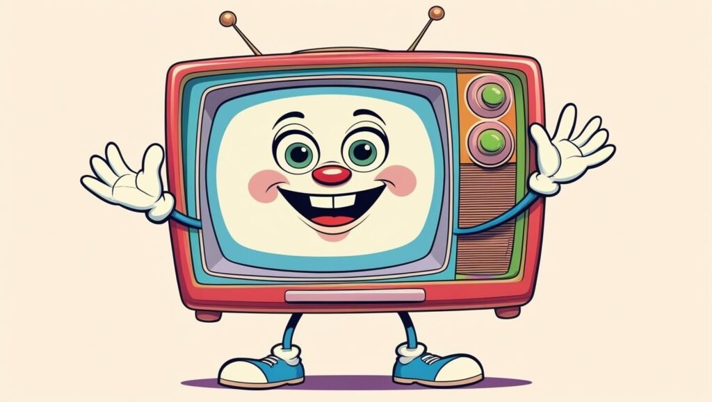 A happy cartoon TV